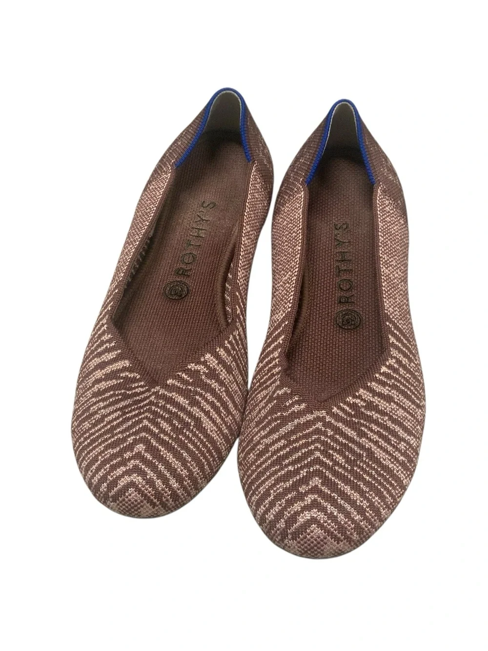 Rothy's Desert Metallic Rose Pink Round Toe Knit Flats Shoes Slip On